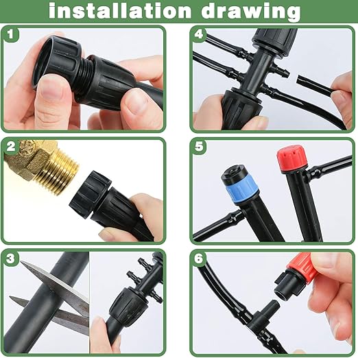 200FT+40FT Drip Irrigation System, Garden Watering System with 8/11mm Main Tubing 4/7mm Distribution Irrigation Tubing and Accessories, Irrigation System for Garden, Greenhouse, Yard, Lawn, Plant