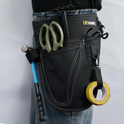 KUNN Garden Tool Organizer Belt Multifunctional Work Apron Pouch for Gardeing Florist Plumbing,Black