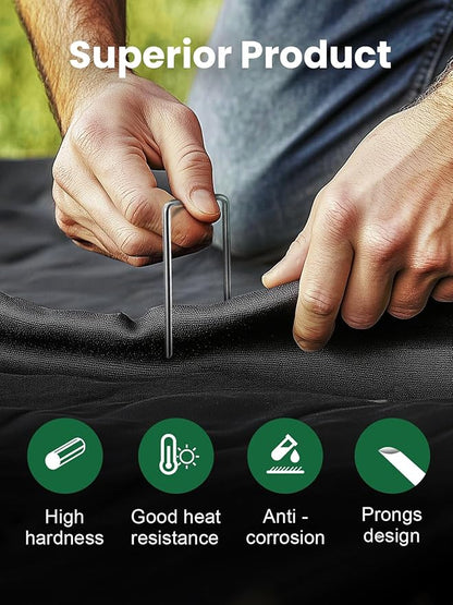 GROWNEER 50 Packs 12 Inches Landscape Staples Heavy Duty 11 Gauge Galvanized Steel Garden Stakes Securing Pegs for Securing Weed Fabric Landscape Fabric Netting Ground Sheets and Fleece