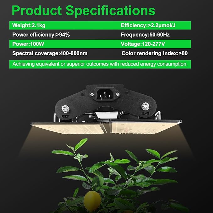 MELONFARM 100W LED Plant Grow Light Meets Plant Growth Requirements Multi-Angle Adjustable, Hanging Design Suitable for Various Growing scenarios