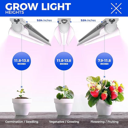 Barrina LED Grow Lights, Full Spectrum, 180W(6 x 30W, 1000W Equivalent), 3ft Grow Light Strips, T8 Grow Light Bulbs, Plant Lights for Indoor Plants, Greenhouse, Pinkish White, Linkable Design, 6-Pack