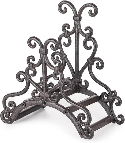 Sungmor Heavy Duty Cast Iron Garden Hose Holder - Wall Mounted Water Hose Hanger - European Vintage Pattern Decorative Hose Rack - Large Water Hose Bulter Storage - Indoor Outdoor Metal Hose Stand