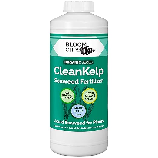 Bloom City Organic Liquid Seaweed and Kelp Fertilizer Supplement, Quart (32 oz) Concentrated Makes 180 Gallons