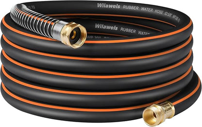 30FT x 5/8" Rubber Garden Hose, Heavy Duty Garden Water Hose, 300 PSI Working, 1000 PSI Burst, Swivel Handle with Stainless Steel Ring, 5-Layer Braided, All-Weather Outdoor Use, BG30GH06