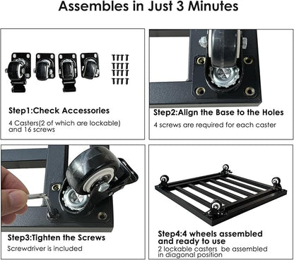 20" Square Plant Caddy with Wheels Heavy Duty,Large Metal Plant Caddy Indoor Outdoor Use,Rolling Plant Dolly with Industrial Casters,Black Plant Tray for Large Planters Pots,2-Pack
