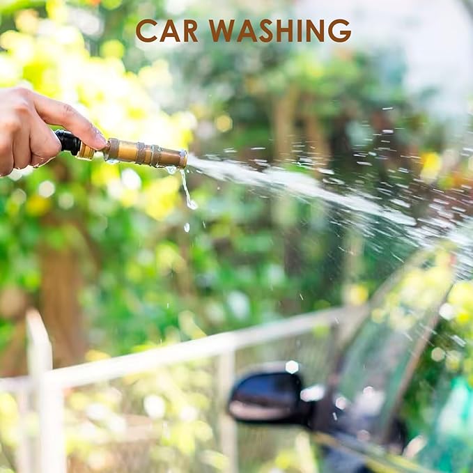 Water Hose Sprayer Nozzle, Solid Brass Jet Sweeper Nozzles with Adjustable Twist, High Pressure Hose Nozzle Garden Hose Nozzle for Garden