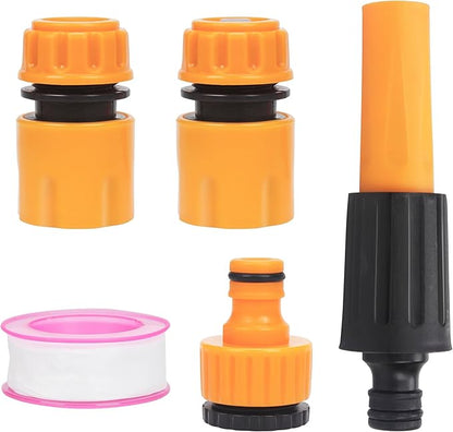 Garden Hose Connectors Fitting Set Hose Pipe Quick Connector Inlet Adapter for Reels and Carts, Water Connection, Hosepipe Fitting Fits 1/2 & 3/4 Inch Universal Tap (4 Fitting, 1 Waterstop)