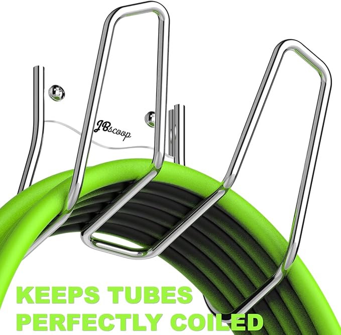 JBscoop Garden Hose Holder, Garden Hose Hanger Wall Mount for Water Hose, Extension Cords, Air Compressor Hose, Heavy Duty & Rust Proof (90 Feet)