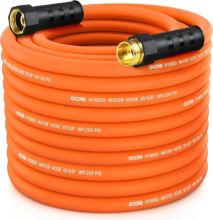 Garden Hose 100 ft x 5/8", NON-EXPANDING Flexible Water Hose, Kink Resistant Lightweight Hybrid Hose, Leakproof Yard Hose with Male to Female Fittings