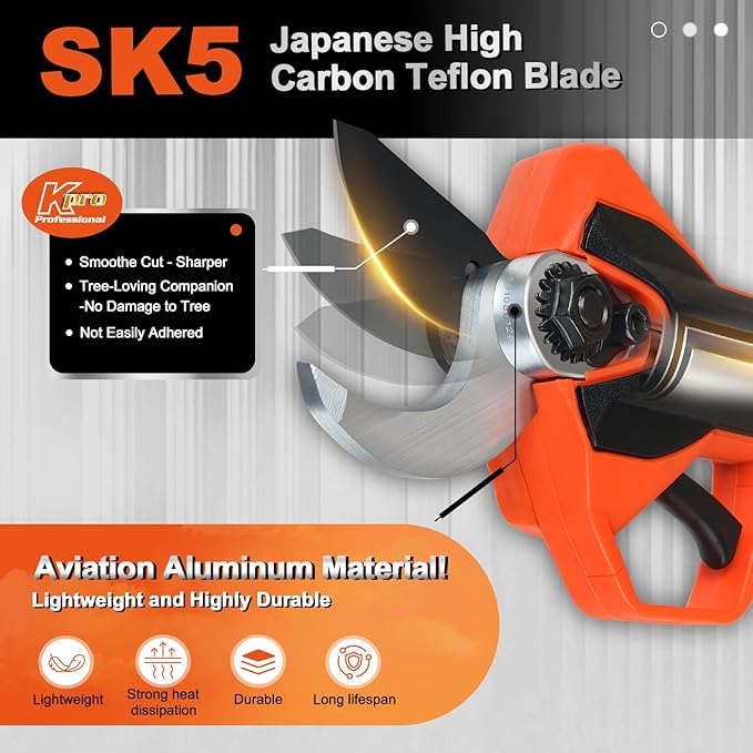 Kebtek Professional Electric Pruning Shears 2025 NEW, 16.8V 30mm Electric Pruner 2x2500mAh Batteries 8-10H Runtime Safety Switch, Pruning Shears Heavy Duty for Tree, Branch & Rose