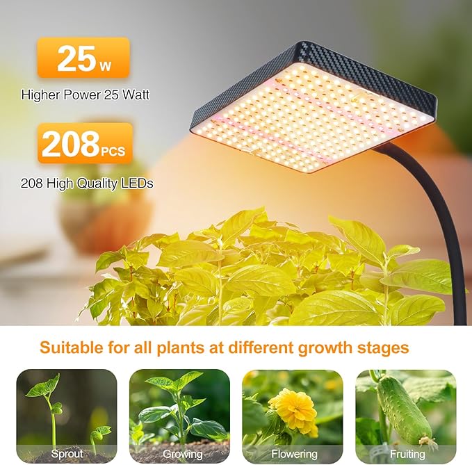 FECiDA Smart Control Tall Grow Light with Stand & Timer 4/8/12H, 25W Standing Grow Lights for Indoor Plants, Bonsai Tree, Bright Enough Like A Small Sun for Indoor Jungle, 24"-64" Height Adjustable