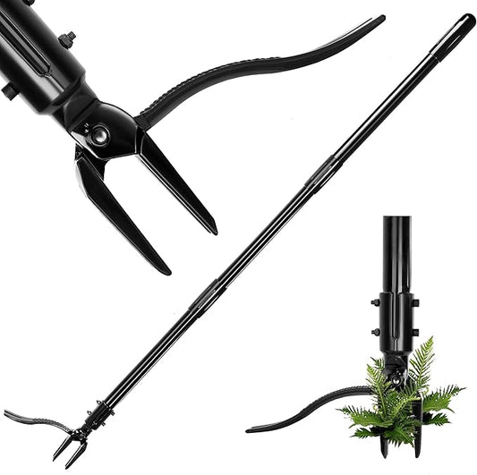 YMHB Weed Puller Tool, 50 Inch Stand Up Heavy Duty Weed Puller Tool, Gardening Hand Weeding Tool, 4 Claw Steel Head with Long Metal Handle Weed Remove Tool for Yard and Garden ﻿