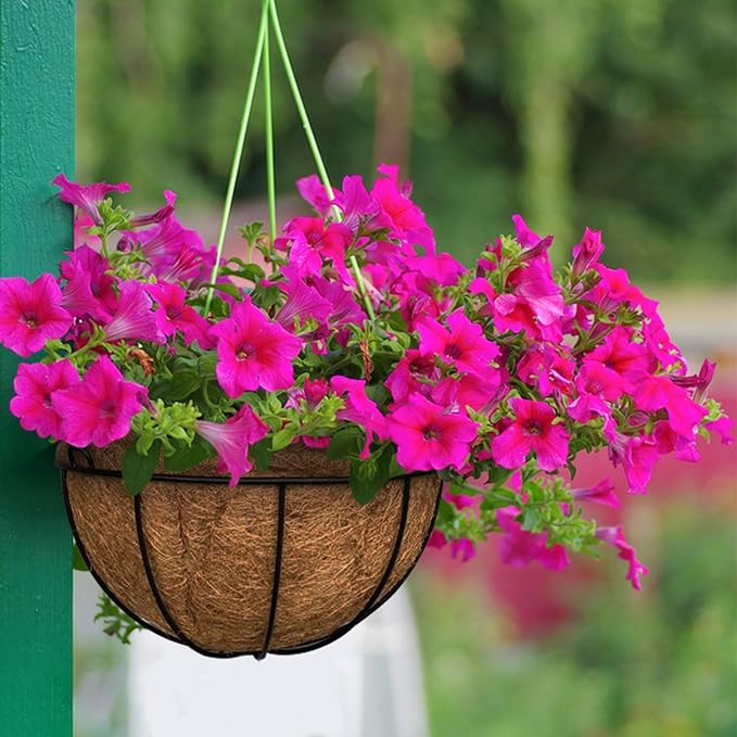 ZeeDix 4 PCS 20 Inch Coco Liners for Hanging Baskets, Round Coconut Liners for Planters Natural Coco Coir Fiber Replacement Liner for Flowers Vegetables Patio Garden Porch Decor