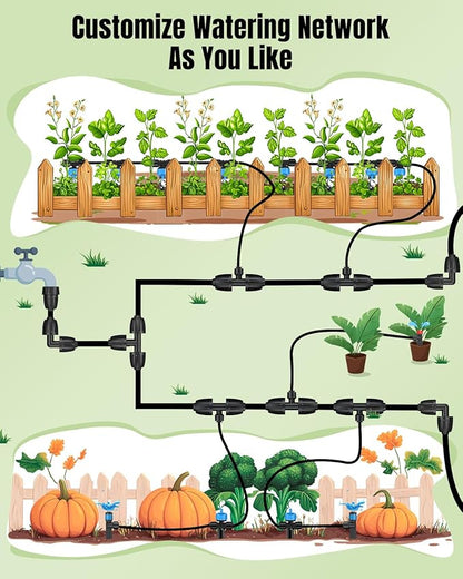 Pawfly 12 Pcs 1/2'' to 1/4'' Barbed Tee Quick Connectors, Drip Irrigation Tee Connectors with Anti-Drop Locked Nuts, Push-to-Fit Drip Irrigation Fittings Parts for Garden Lawn, 3-Way Reducing Tees