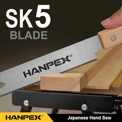 6-Inch Japanese Hand Saw, SK5 Pull Saw With Flexible Blade for Flush Cut Woodworking, DIY and Small Projects