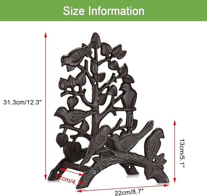 OwnMy Cast Iron Garden Hose Holder Wall Mount Water Hose Hanger for Outside, Heavy Duty Decorative Water Hose Reel Storage Organizer Rack for Outdoor Garden Lawn Yard, 8.7"L x 4.7"W x 12.3"H