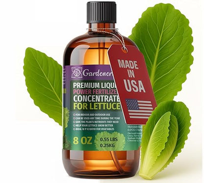 Liquid Power Lettuce Fertilizer - Professional Liquid Plant Food for Lettuce - Fast-Acting Concentrate for Growth, Strong Roots & High-Yield Harvest - 8 oz - Indoor & Outdoor Use
