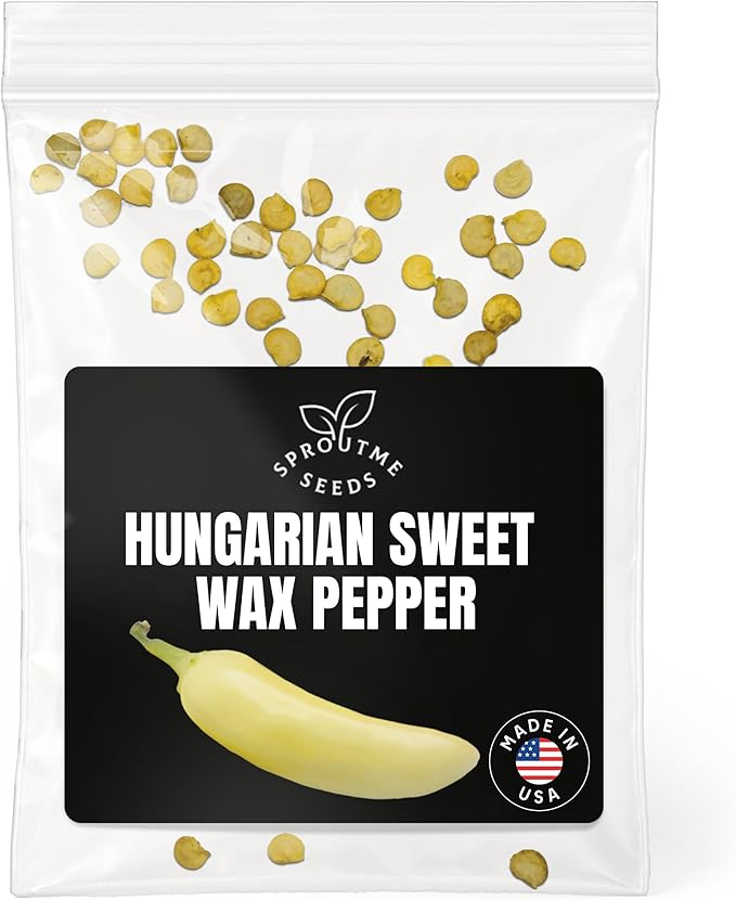 Fall & Winter Hungarian Sweet Wax Pepper Seeds for Indoor Planting – 50 Non-GMO Heirloom USA-Grown Mild Sweet Pepper Seeds with High Germination (Capsicum annuum)