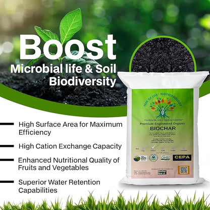 Premium Engineered Biochar Soil Amendment (Medium 30 Qts) – 100% Natural Active Carbon Award-Winning Biochar for Gardens | Organic Soil Amendment for Plants, Boosts Nutrients & Reduces Fertilizer Use