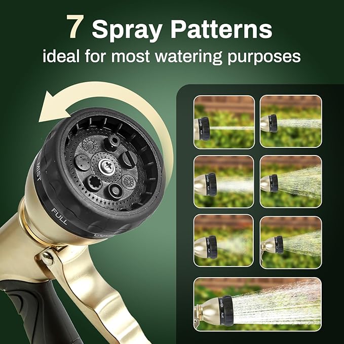 ARXIVE Garden Hose Nozzle,Heavy Duty High Pressure Hand Sprayer,100% Metal Water Hose Sprayer Nozzle with 7 Spray Patterns for Watering Garden,Lawns,Car Washing and Pet Washing
