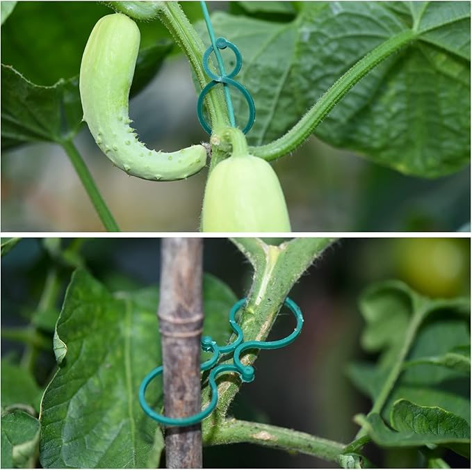 118 Feet Soft Plant Tie Green Twist Garden Ties with 20PCS Plant Clips for Plants Gardening Home Office Organization TPR Garden Ties Supplies with 2mm Diameter