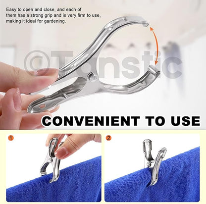 Tanstic 40Pcs 3.5 Inch Stainless Steel Greenhouse Clamps Garden Clips Greenhouse Clips Heavy Duty Garden Clips with Strong Grip and Large Open Mouth for Netting Holding