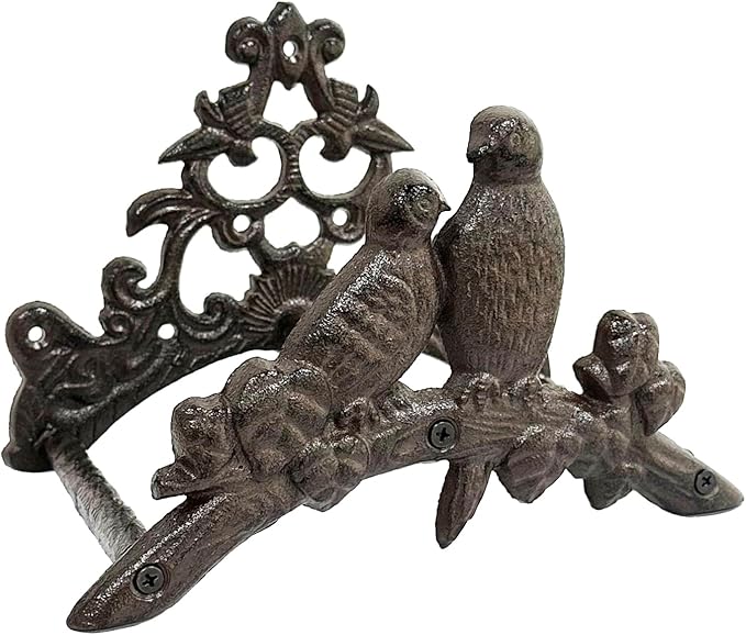 Garden Hose Holder Cast Iron Heavy Duty Water Hose Hanger, Outside Wall Mount, Solid Metal Decorative Rack/Organizer/Stand, Easy to Install, Hold Up to 50/75/100 ft (2 Birds)