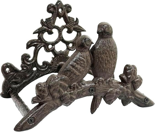 Garden Hose Holder Cast Iron Heavy Duty Water Hose Hanger, Outside Wall Mount, Solid Metal Decorative Rack/Organizer/Stand, Easy to Install, Hold Up to 50/75/100 ft (2 Birds)