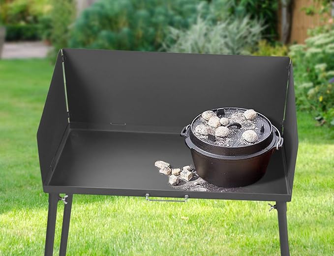 Stanbroil 30 Inch Camp Cooking Table with Foldable Three-Sided Windscreen and Legs, Perfect for Dutch Oven Cooking with Charcoal Briquettes and Food Preparation