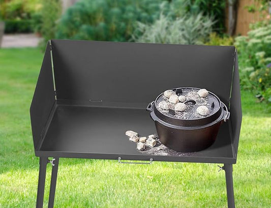 Stanbroil 30 Inch Camp Cooking Table with Foldable Three-Sided Windscreen and Legs, Perfect for Dutch Oven Cooking with Charcoal Briquettes and Food Preparation