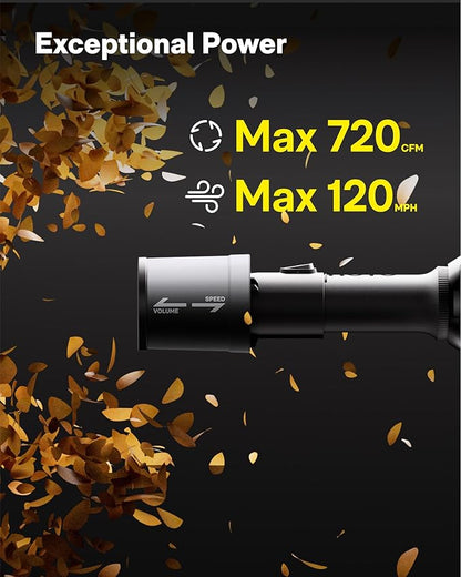 HOTO Cordless Leaf Blower, MAX 720CFM 120MPH, Electric Lightweight Leaf Blower with Battery, USB-C Fast Charging, Handheld Mini Blower for Lawn Care, Snow, Yard, Leaves, Dust