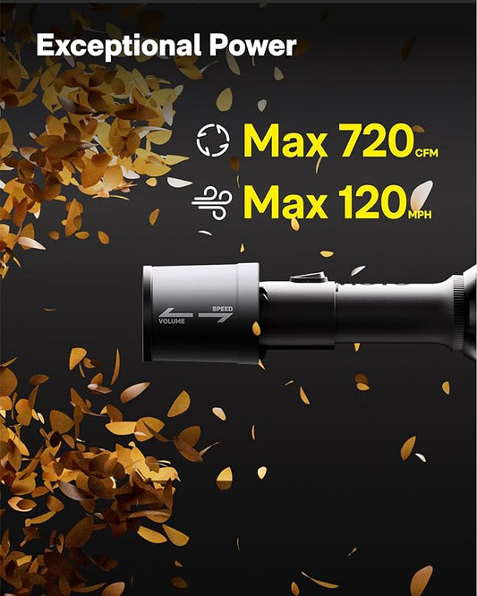 HOTO Cordless Leaf Blower, MAX 720CFM 120MPH, Electric Lightweight Leaf Blower with Battery, USB-C Fast Charging, Handheld Mini Blower for Lawn Care, Snow, Yard, Leaves, Dust