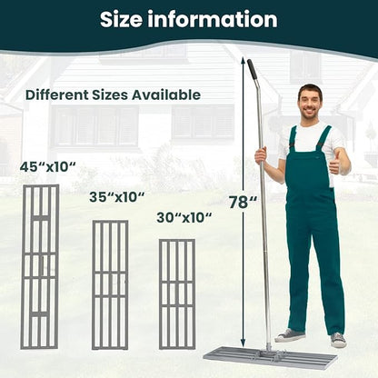 Lawn Leveling Rake 45" 6.5ft Lawn Leveler Ground Full Stainless Steel Leveling Landscape Rake Topdressing Spreader Levelawn Tool for Backyard, Garden, Golf Couse, Farm, Pasture