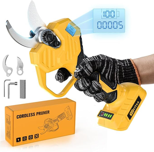 TOCiTAA Cordless Electric Pruning Shears Compatible with Dewalt 20v Battery, Portable Pruner Garden Tool Brushless & Imported SK7 Steel Blades, 1.5-2 Inch Cutting Diameter (Tool Only)