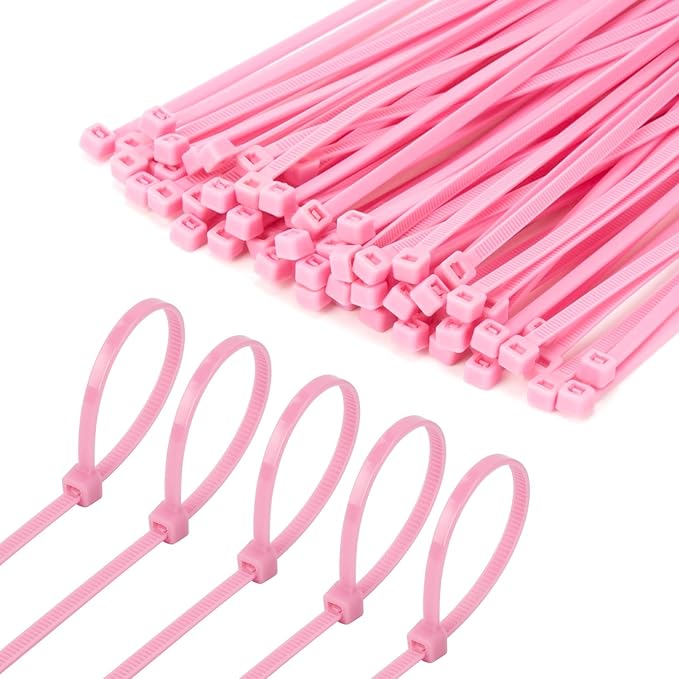 8 Inch Pink Zip Tie 1000 PCS, 40 Lbs - Small to Medium Zip Tie, Nylon PA66 UV Resistant Cable Tie Heavy Duty for Indoor and Outdoor Use - Ideal for bundling and securing objects