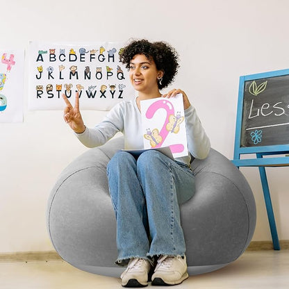 Realspring Inflatable Bean Bag Chairs Outdoor Blow up Camping Chairs Inflatable Lazy Sofa Folding Portable Bean Bag Loungers Couch for Movie Night(Dark Gray,2 Pcs)