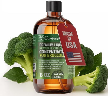 Liquid Power Broccoli Fertilizer - Professional Liquid Plant Food for Broccoli - Fast-Acting Concentrate for Growth, Strong Roots & High-Yield Harvest - 8 oz - Indoor & Outdoor Use