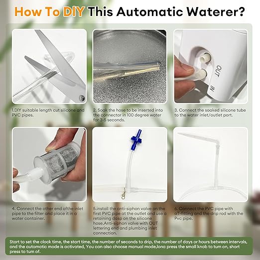 Automatic Watering System for 20 Potted Plants, Indoor/Outdoor Automatic Drip Irrigation Kit, DIY Plant Watering Devices with 30-Day Programmable Water Timer, LED Display and Power Supply