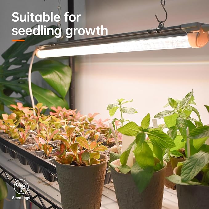 Bstrip Plant Shelf with Grow Light, Metal Plant Stand with Adjustable Rack and Wheels, 5 Pack T8 Full Spectrum Grow Light Strip for Indoor Plants, Seed Starting, Seed Tray, 35.4"x13.8"x71"