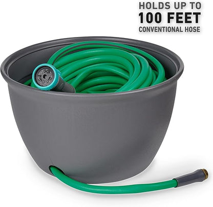 Mighty Tuff Decorative Garden Hose Storage Pot, Durable Holder, Stylish Hose Storage for 100 Foot Standard Hose or 300 Foot Retractable Hose