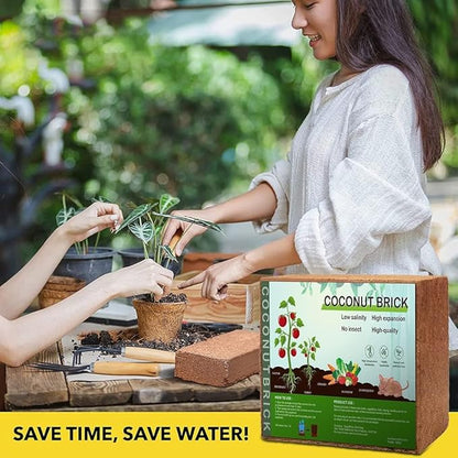 Premium Coco Coir Brick, High Nutrinent Coconut Soil,100% Organic Low EC & PH Balanced Potting Soil for All Plants Gardening, Hydroponics and Green House (650G x 2)