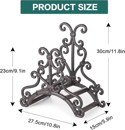 Sungmor Heavy Duty Cast Iron Garden Hose Holder - Wall Mounted Water Hose Hanger - European Vintage Pattern Decorative Hose Rack - Large Water Hose Bulter Storage - Indoor Outdoor Metal Hose Stand