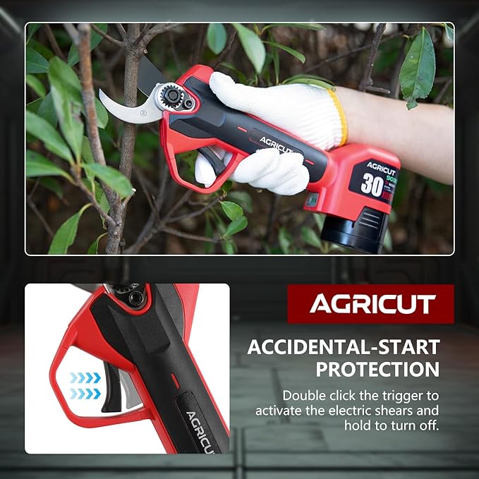 AGRICUT Electric Pruning Shears, 1.2 Inch Max Cutting Capacity Hand Pruners, 14.4V Cordless Branch Cutter with 2 * 2.5Ah Batteries, Pruning Shears for Gardening
