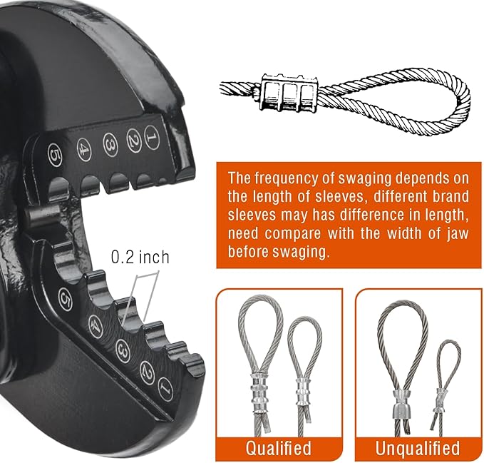 iCrimp Wire Rope Crimping Tool, Wire Rope Swager, Fishing Lines Crimping, for 1/64-inch to 3/16-inch Aluminum Oval Sleeves, Stop Sleeves, Loop Sleeves and Ferrules