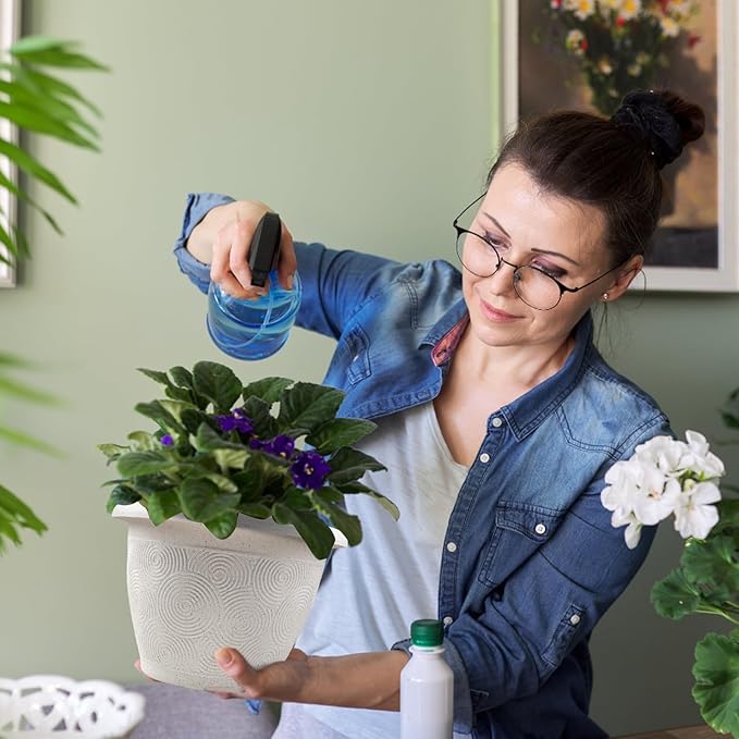 8 Inch Flower Pots Planters for Indoor Outdoor Plants, 4 Pack Plastic Small Plant Pots with Drainage Hole & Tray, Modern Decorative Garden Pot with Saucer, Plant Container for House