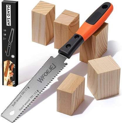 Japanese Hand Saw, 6-Inch Double-Edge Pull Saw, SK5 Flexible Blade,11/17 TPI Blade with Soft Grip Handle for Hardwood & Softwood Woodworking.