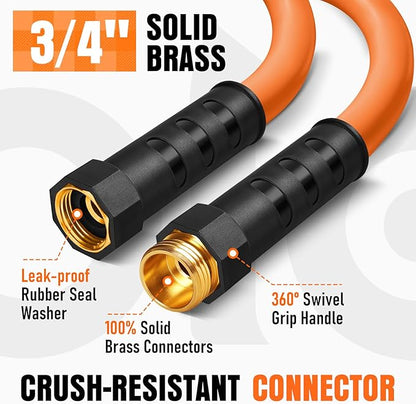 Garden Hose 100 ft x 5/8", NON-EXPANDING Flexible Water Hose, Kink Resistant Lightweight Hybrid Hose, Leakproof Yard Hose with Male to Female Fittings