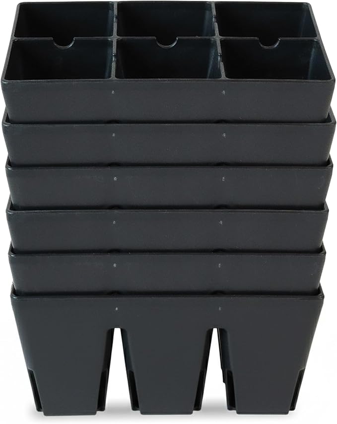 Epic Gardening Reusable Seed Starter Tray - Easy Watering Seed Starting Trays - Gardener Friendly Plant Trays for Seedlings | UV-Treated & BPA-Free -6-Cell Seed Starting Trays - 6 Trays/Black