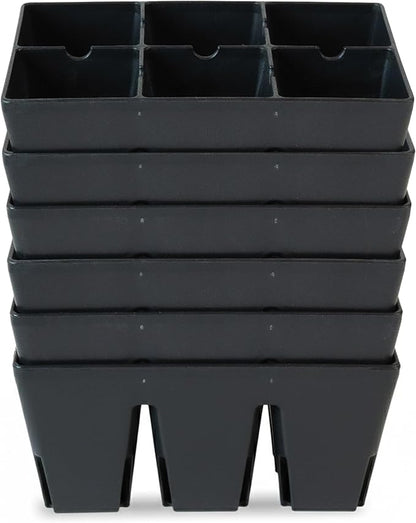 Epic Gardening Reusable Seed Starter Tray - Easy Watering Seed Starting Trays - Gardener Friendly Plant Trays for Seedlings | UV-Treated & BPA-Free -6-Cell Seed Starting Trays - 6 Trays/Black