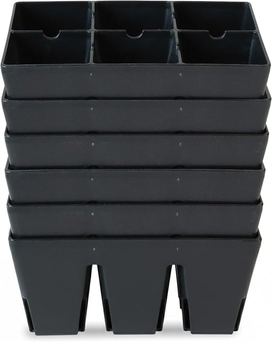 Epic Gardening Reusable Seed Starter Tray - Easy Watering Seed Starting Trays - Gardener Friendly Plant Trays for Seedlings | UV-Treated & BPA-Free -6-Cell Seed Starting Trays - 6 Trays/Black